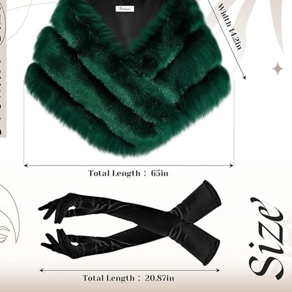 Winter Faux Fur Long Shawl 2 PFCK - Picture 2 of 6